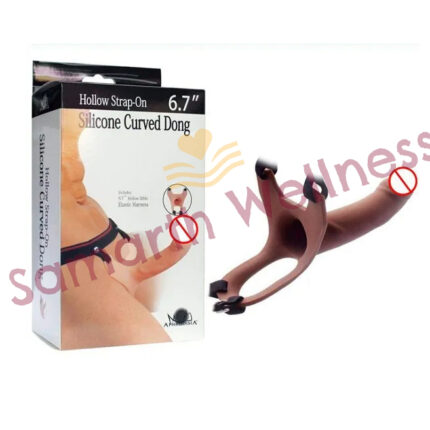 Silicone Skin And Brown Color Hollow Strap On Dildo With Harness